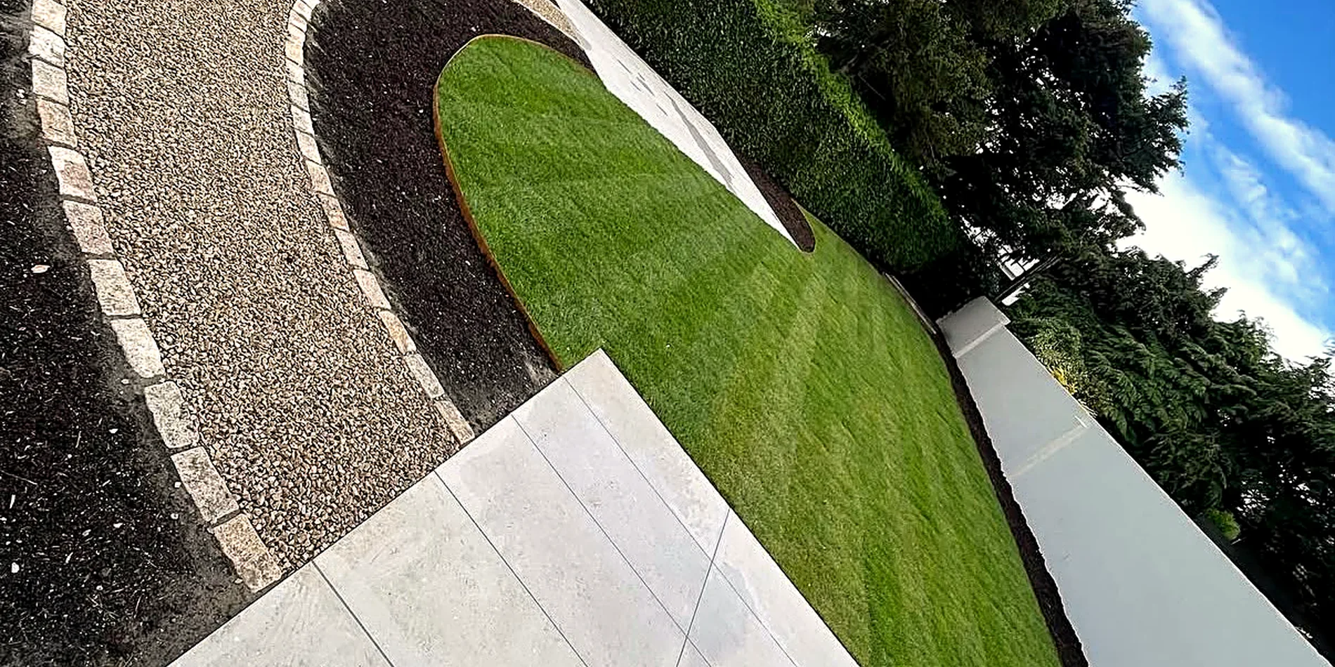 Porcelain Paving, Lawn & Corten Steel, Dundrum
