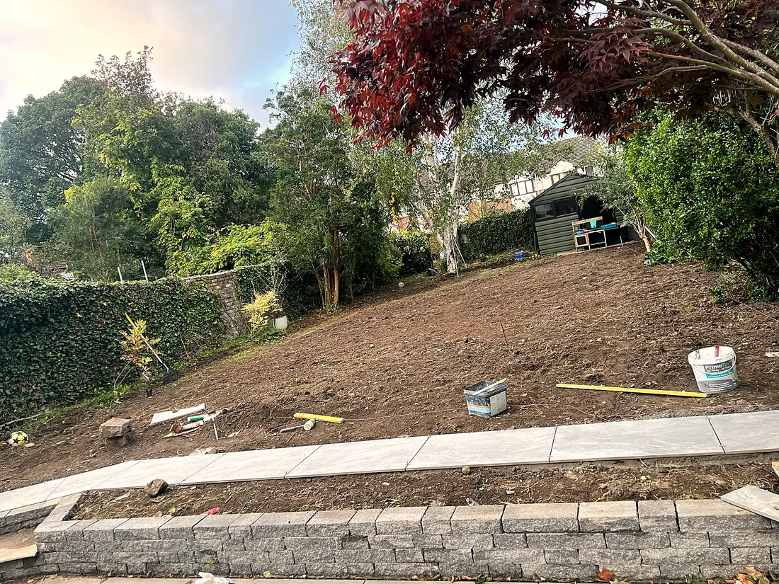 Granite Cobble Pathway & New Lawn, Bray