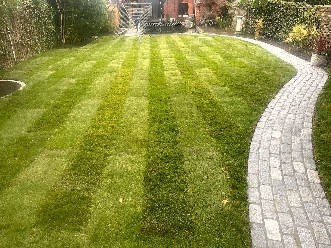 Granite Cobble Pathway & New Lawn, Bray