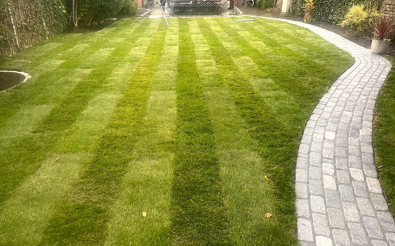 Granite Cobble Pathway & New Lawn, Bray - after