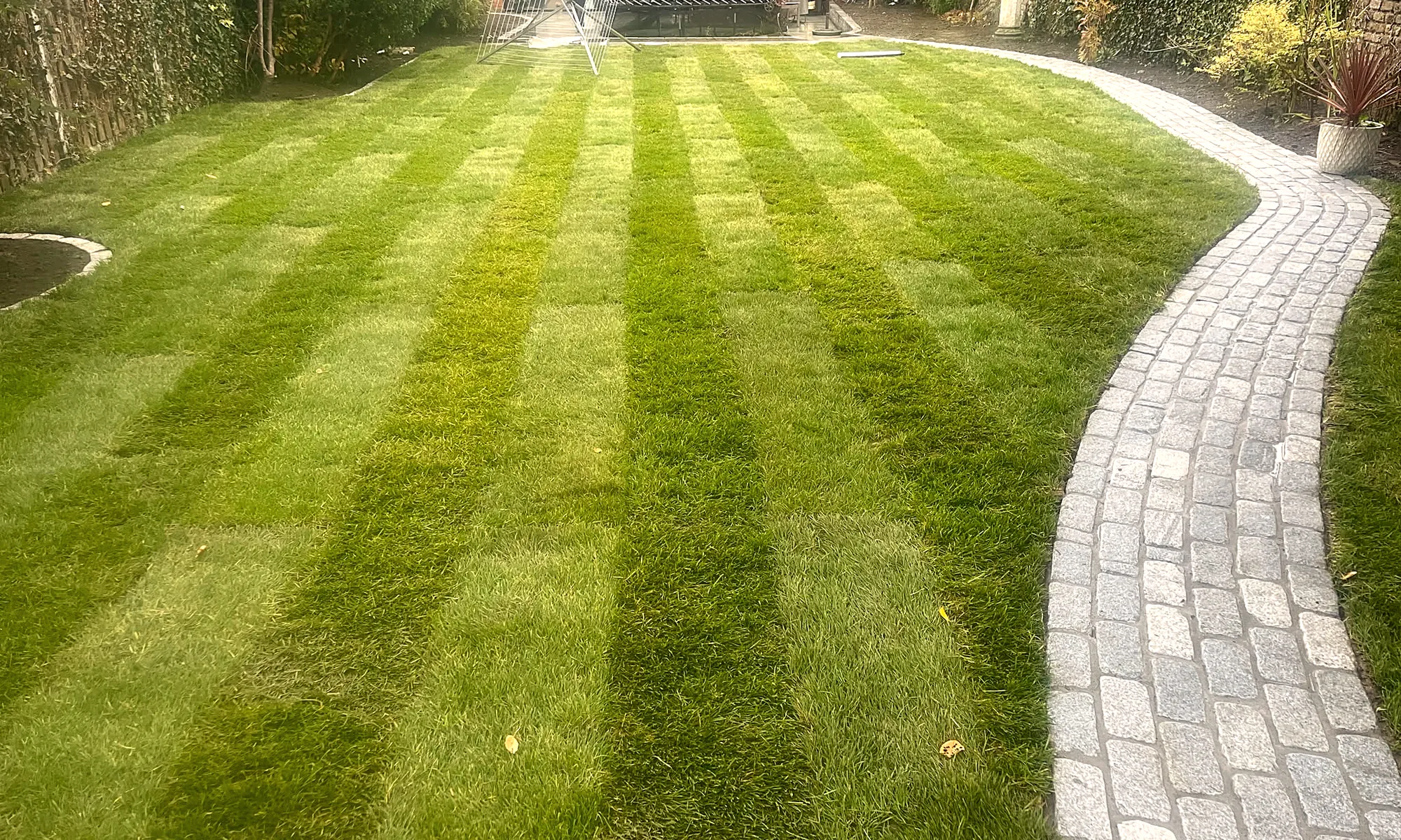 Granite Cobble Pathway & New Lawn, Bray