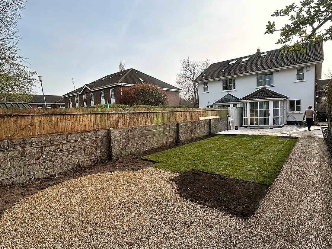 Egyptian Limestone Patio & New Lawn, Clonskeagh