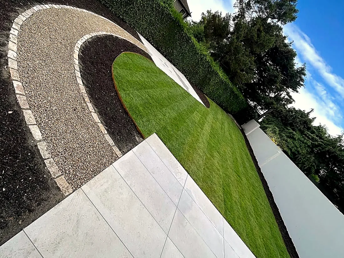 Porcelain Paving, Lawn & Corten Steel, Dundrum