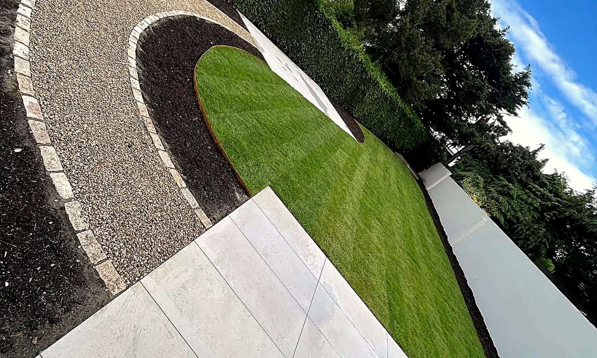 Porcelain Paving, Lawn & Corten Steel, Dundrum