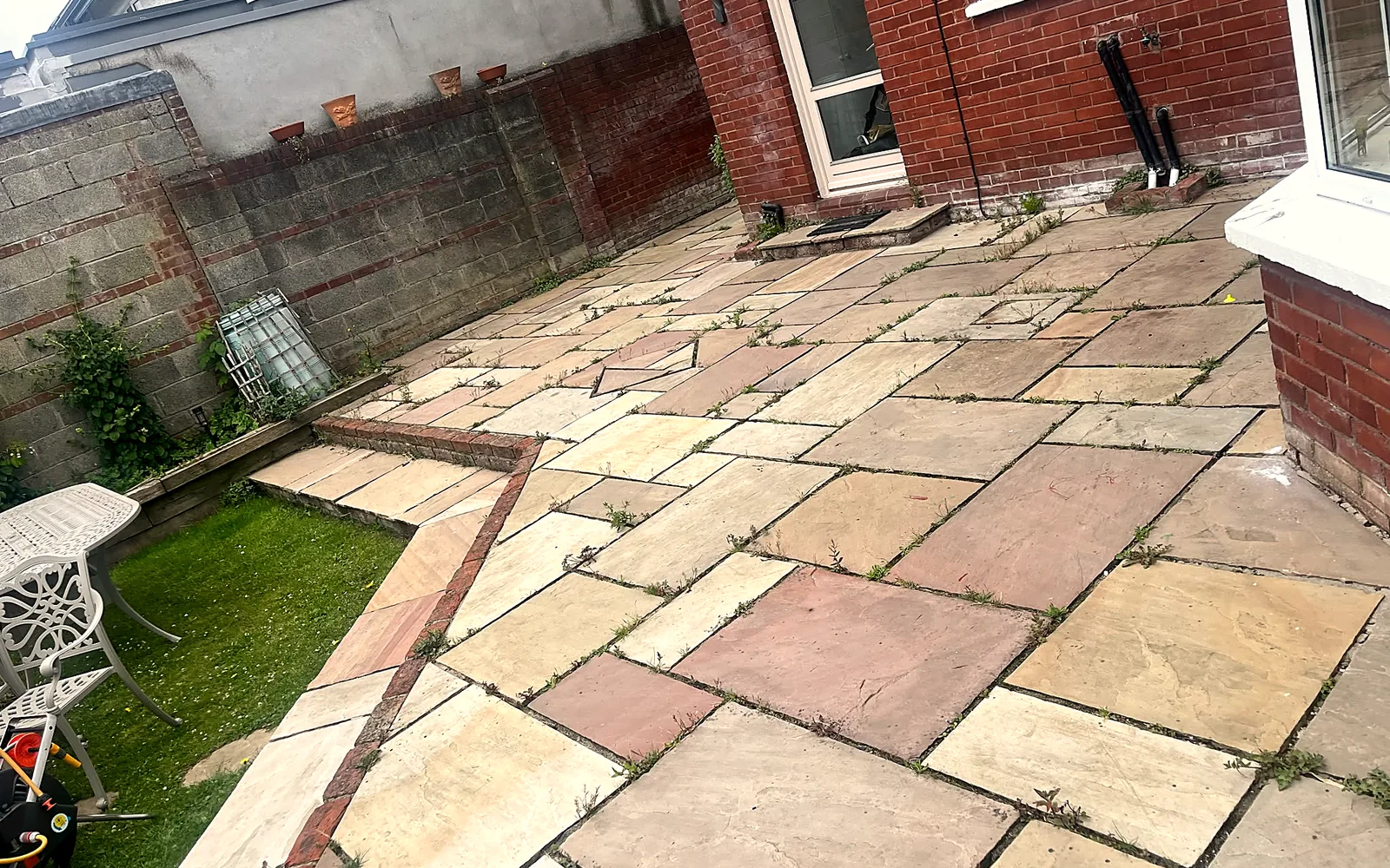 Sandstone Patio Restoration, South Dublin - before