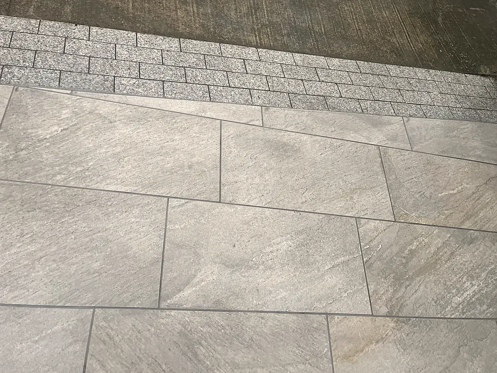 Large-format porcelain paving close up