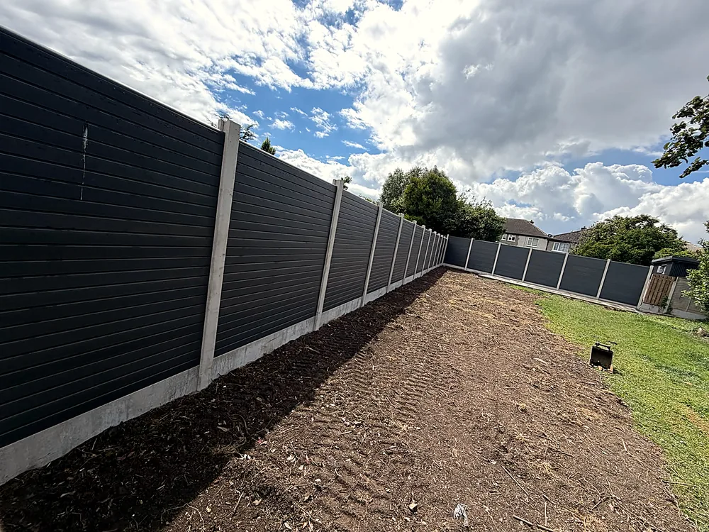 Composite fencing along a garden boundary