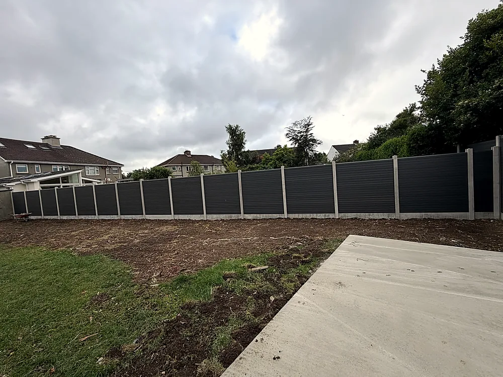 Composite fencing with a new lawn area