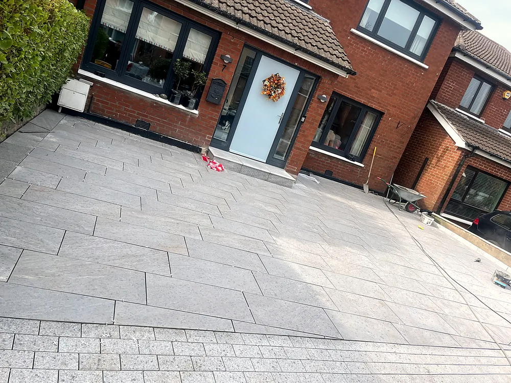 Grey porcelain driveway