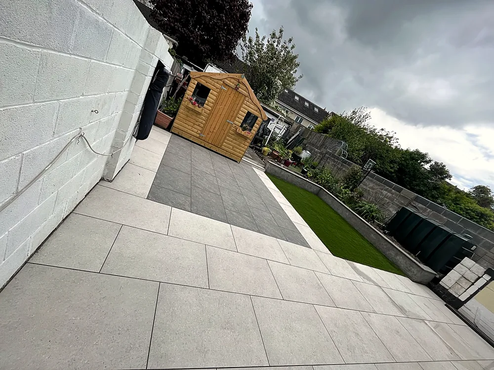 Grey porcelain patio